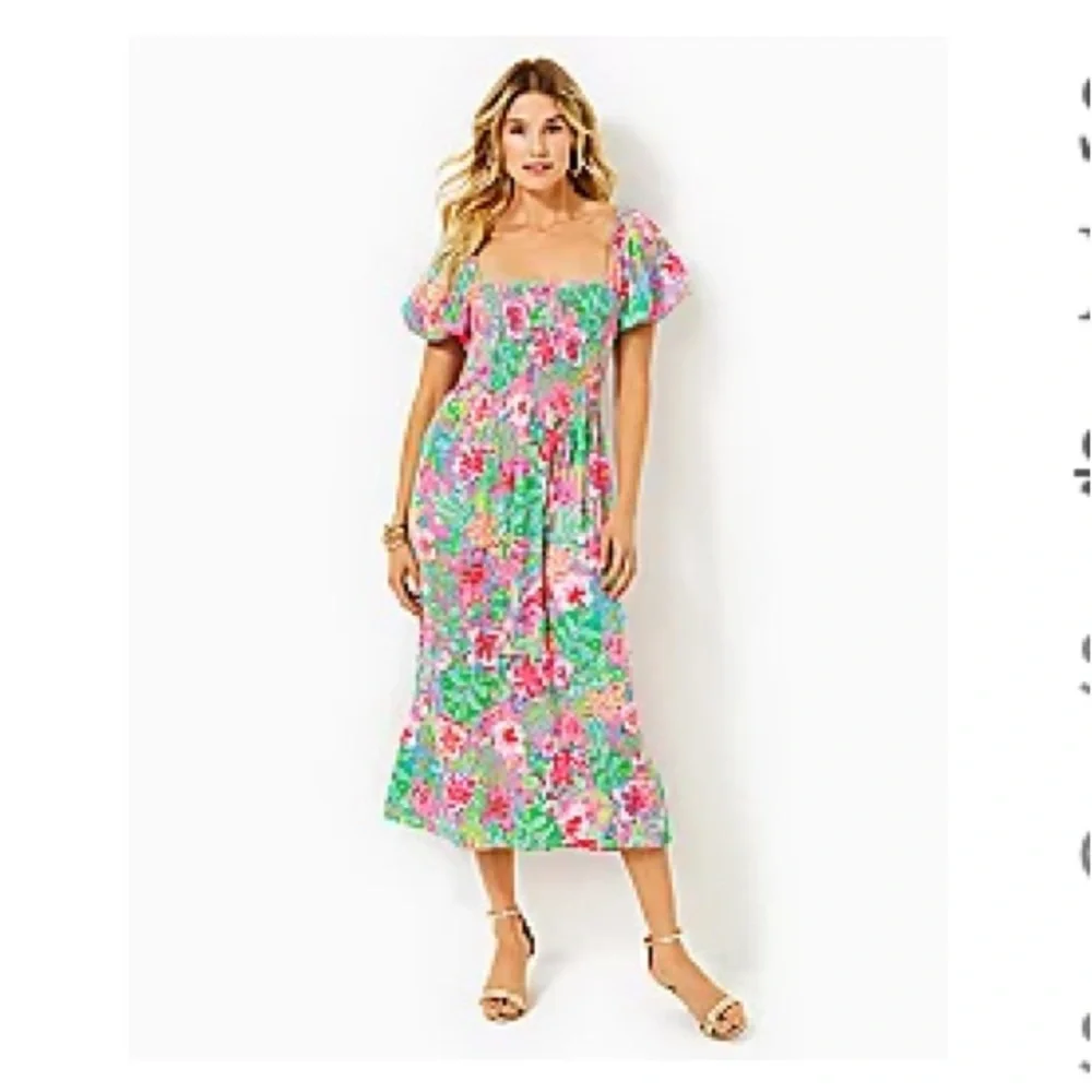 Lilly Pillitzer Floral Puff Sleeve Nap Dress - Picture 5 of 5